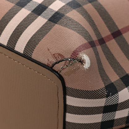 Burberry Grainy Calfskin Haymarket Check Medium Reversible Tote Camel 11 of 16