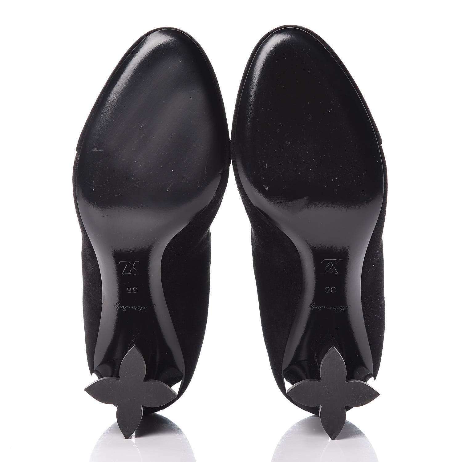 Louis Vuitton Suede Monogram Uniformes Cap Toe Chelsea 80mm Ankle Boots 36 Black 5 of 11