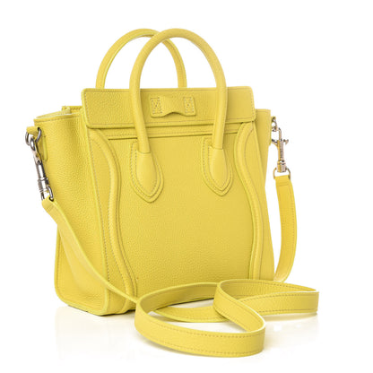 Celine Drummed Calfskin Nano Luggage Mimosa 3 of 13