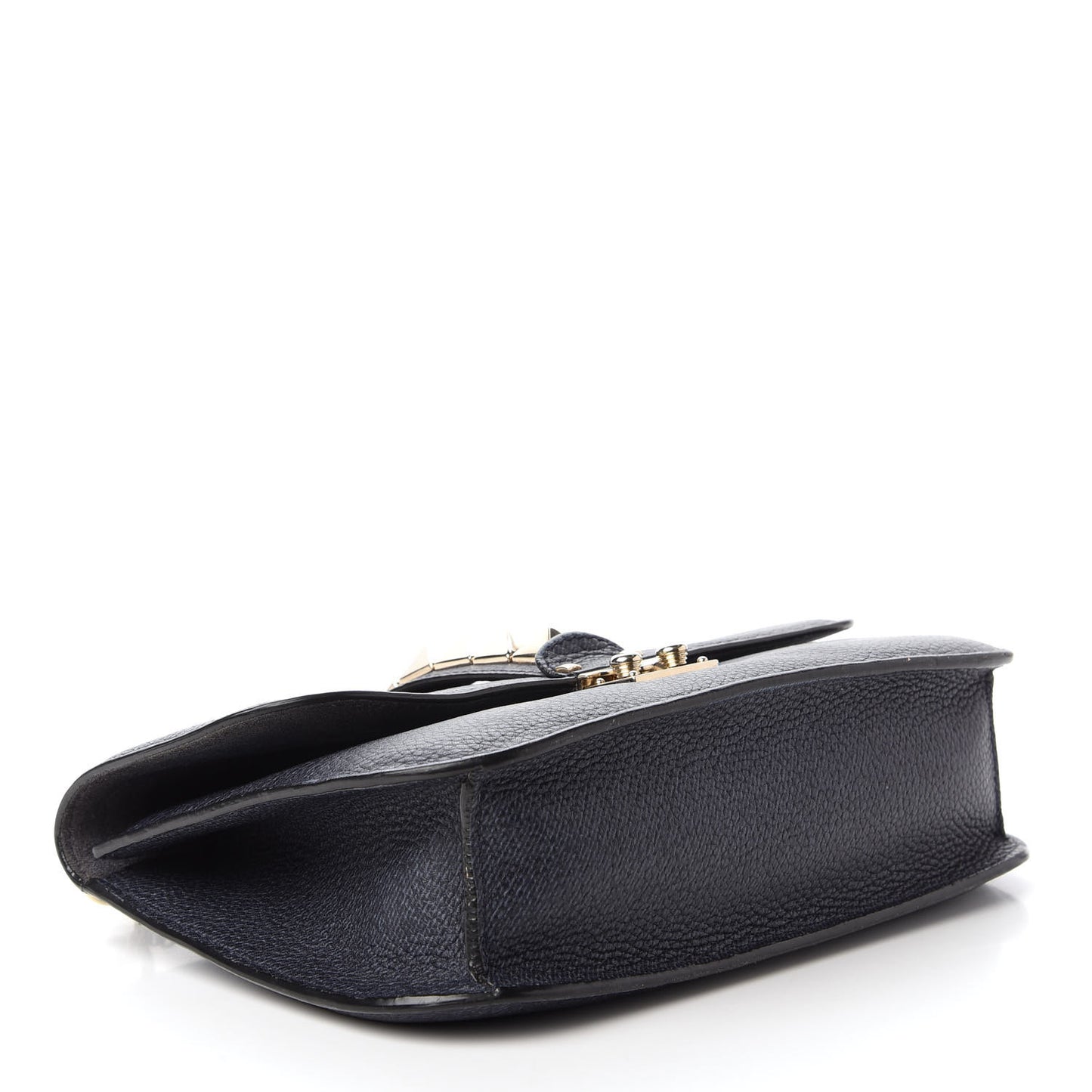 Pebbled Calfskin Medium Glam Lock Rockstud Flap Deep Denim