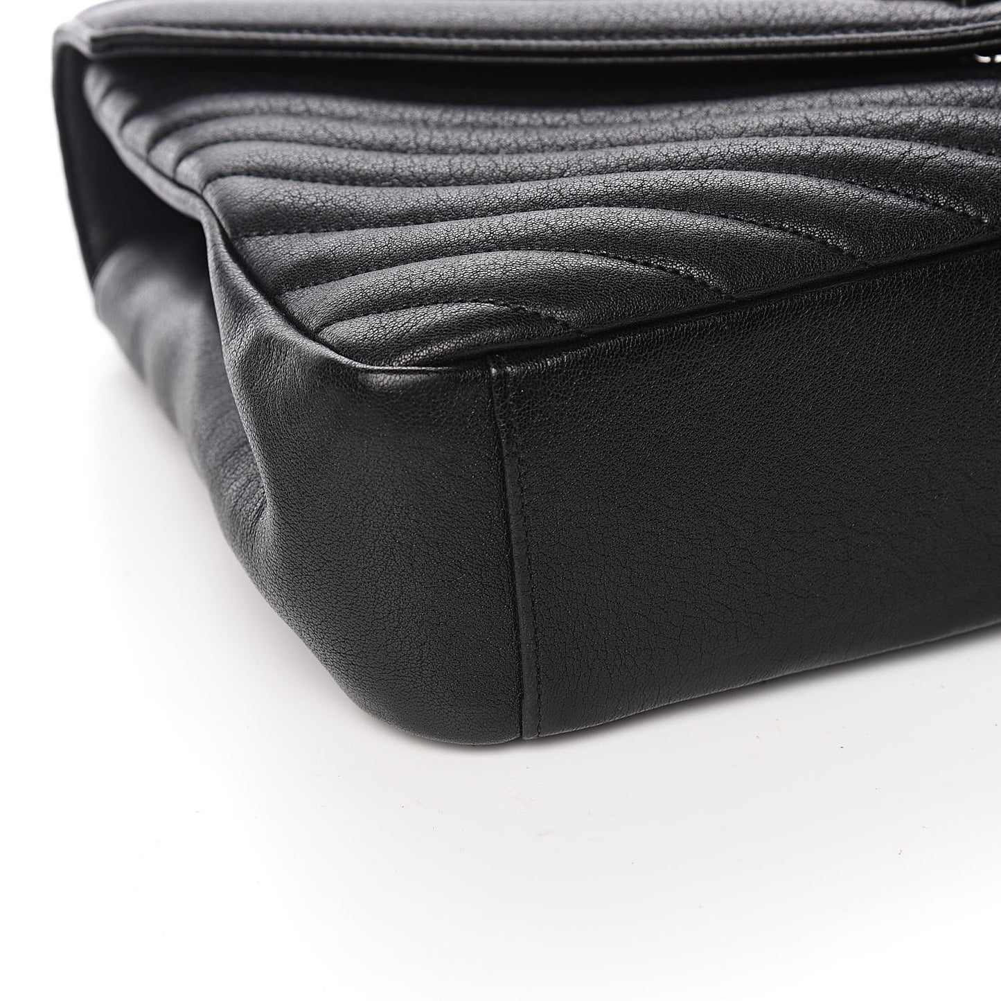 Sheepskin Matelasse Chevron Monogram Large College Satchel Black