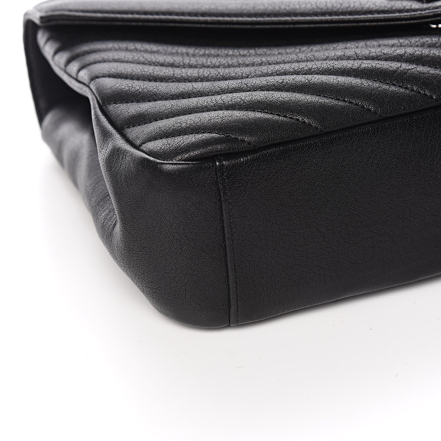 Saint Laurent Sheepskin Matelasse Chevron Monogram Large College Satchel Black 8 of 12
