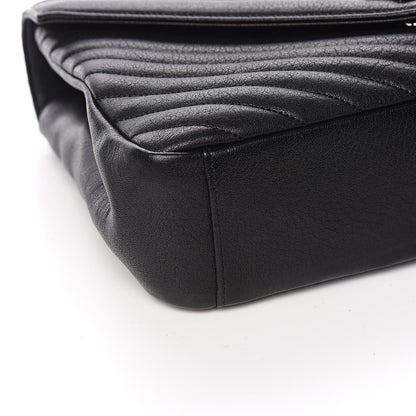 Saint Laurent Sheepskin Matelasse Chevron Monogram Large College Satchel Black 8 of 12