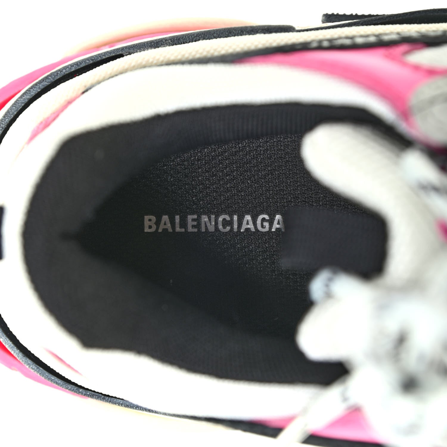 Balenciaga Fabric Mesh Womens Triple S Sneakers 40 Rose Fluo Black White 7 of 8