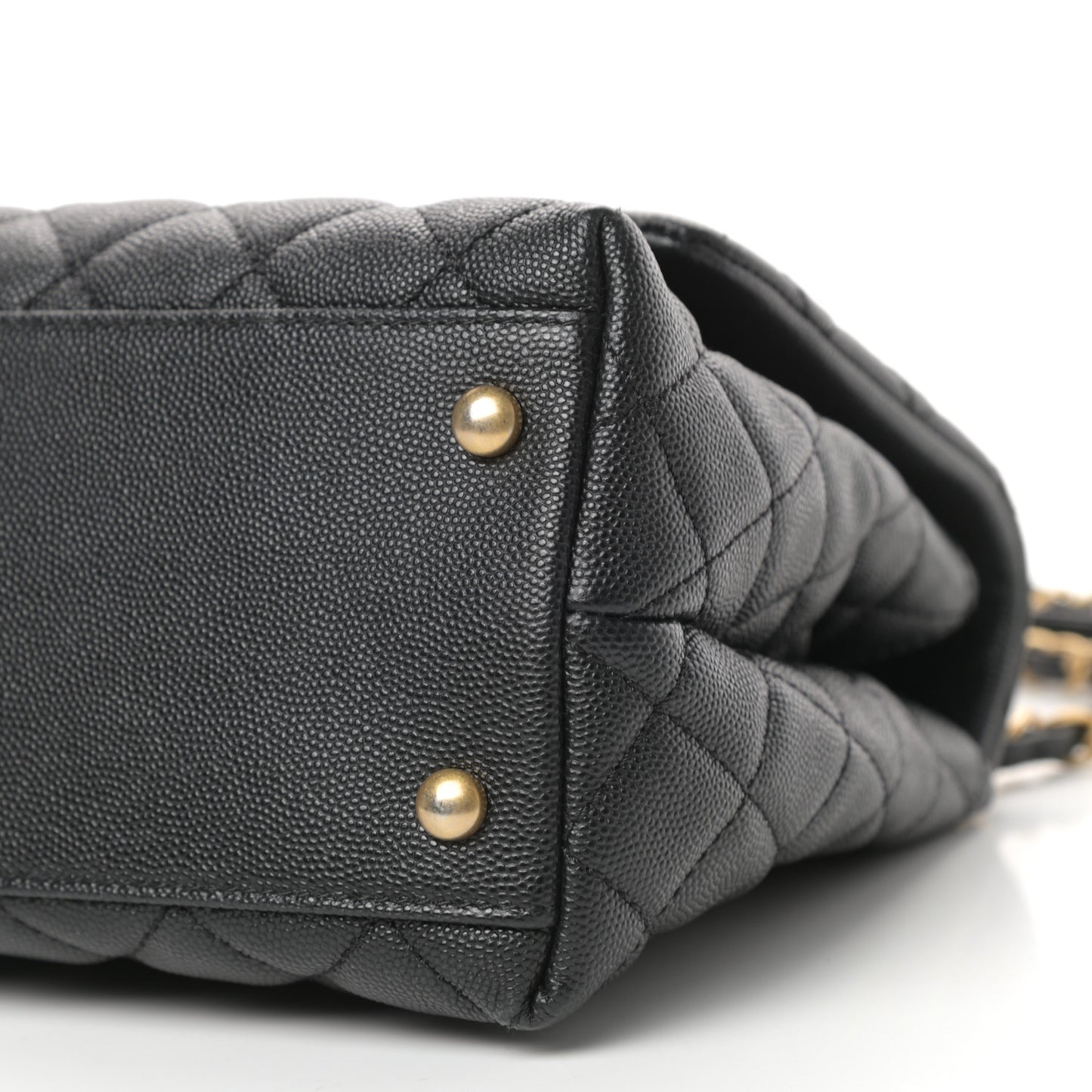 Caviar Elaphe Quilted Small Coco Handle Flap Black