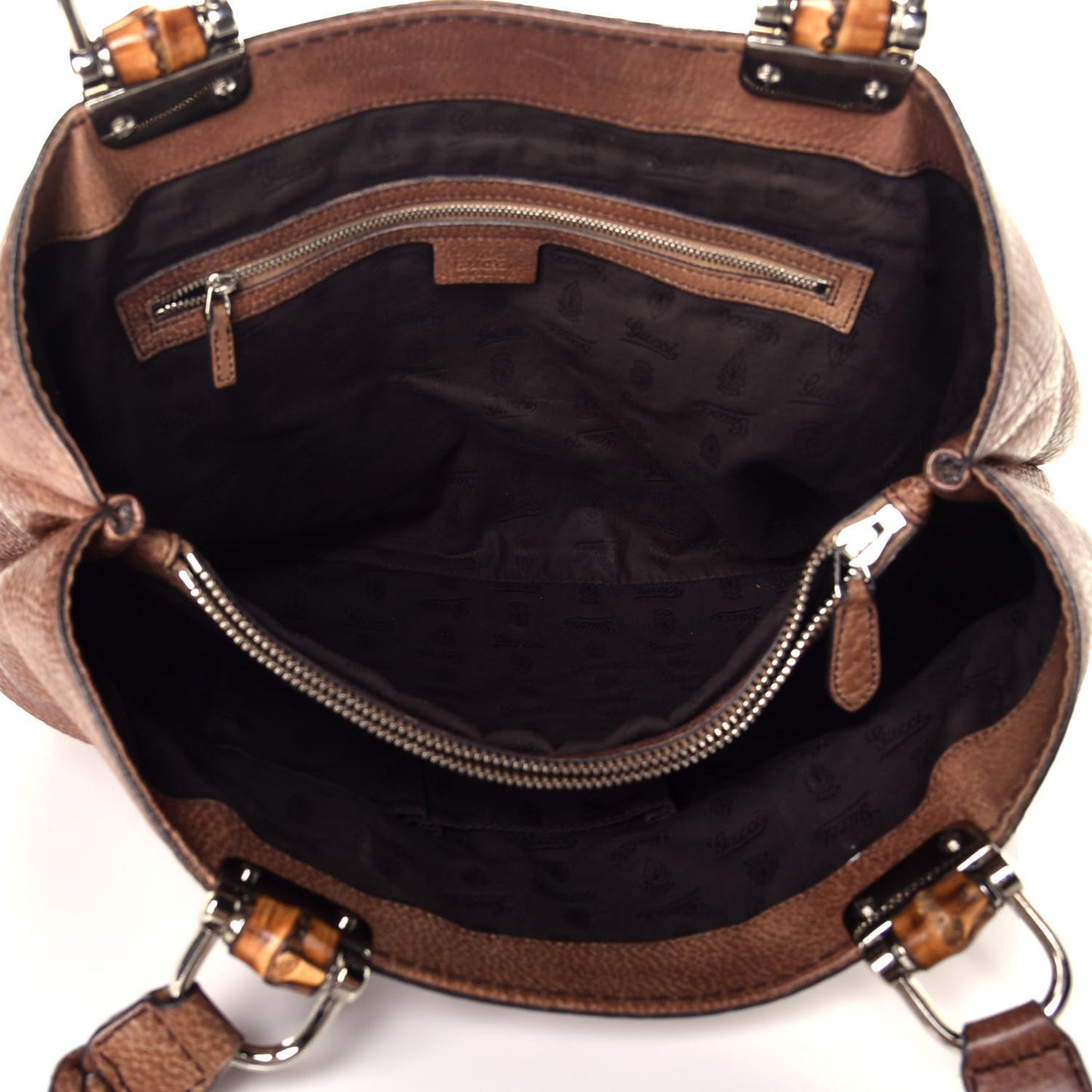 Calfskin Medium Bamboo Bar Tote Bag Brown