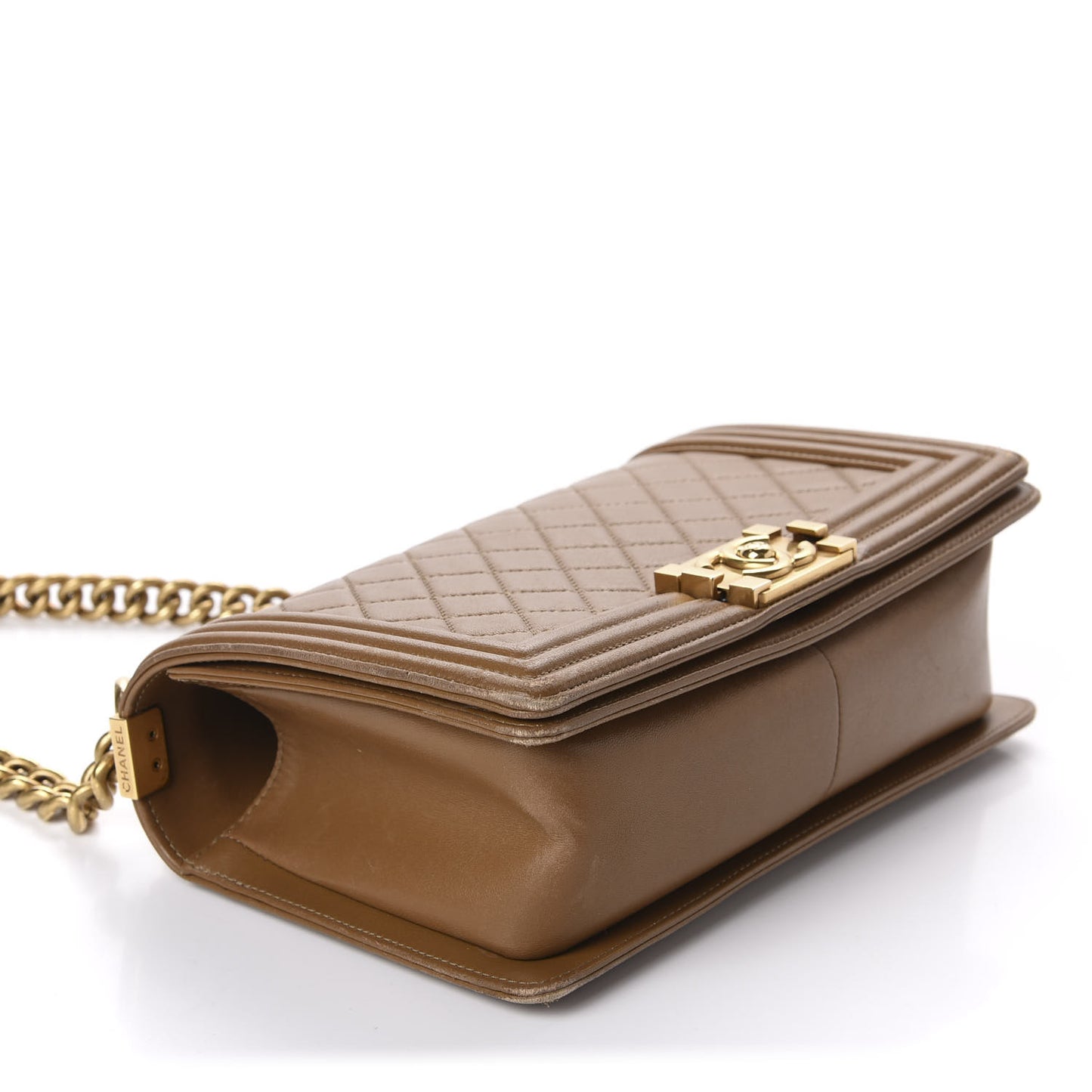 Calfskin Quilted Medium Boy Flap Camel