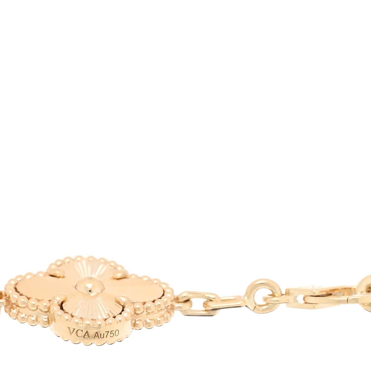 Van Cleef & Arpels 18K Yellow Gold 5 Motifs Guilloche Vintage Alhambra Bracelet 3 of 4