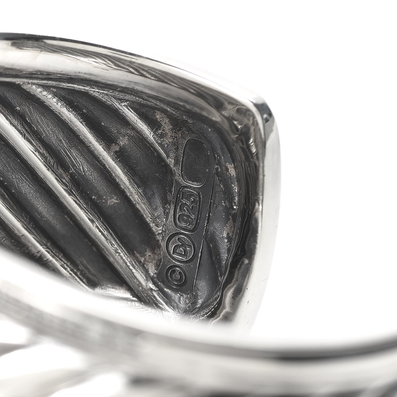 David Yurman Sterling Silver Diamond 41mm Sculpted Cable Cuff Bracelet 4 of 4