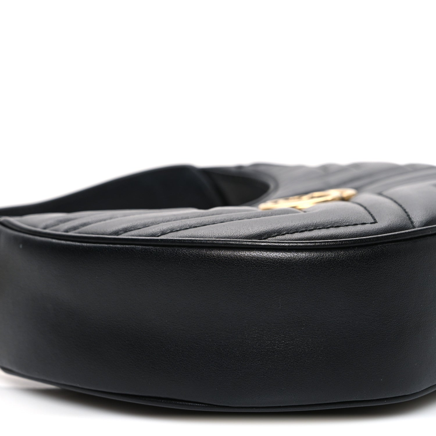 Gucci Calfskin Matelasse Chevron Mini GG Marmont Half Moon Hobo Black 9 of 11
