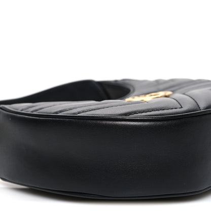 Gucci Calfskin Matelasse Chevron Mini GG Marmont Half Moon Hobo Black 9 of 11