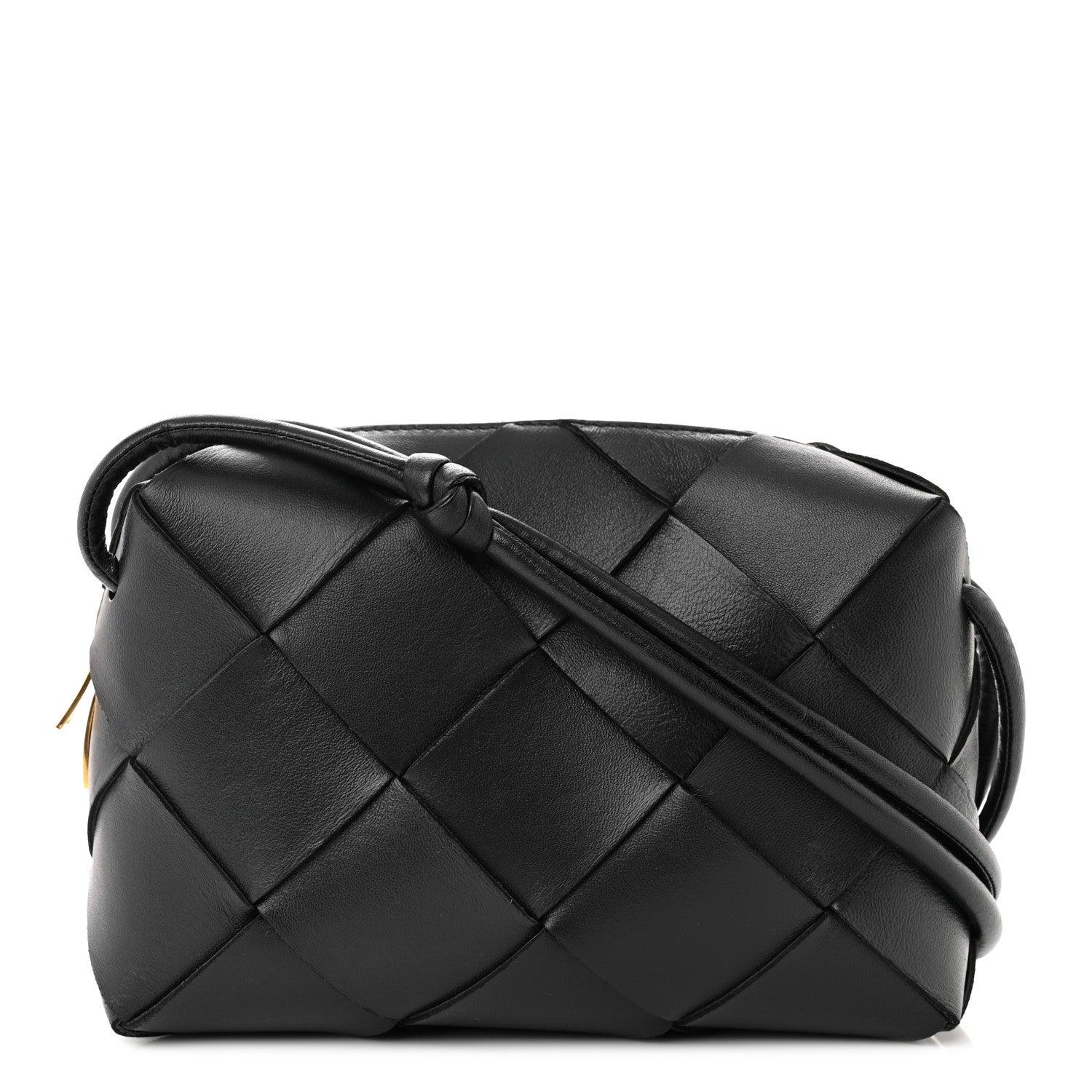 Bottega Veneta Lambskin Maxi Intrecciato Small Cassette Camera Bag Black 1 of 9