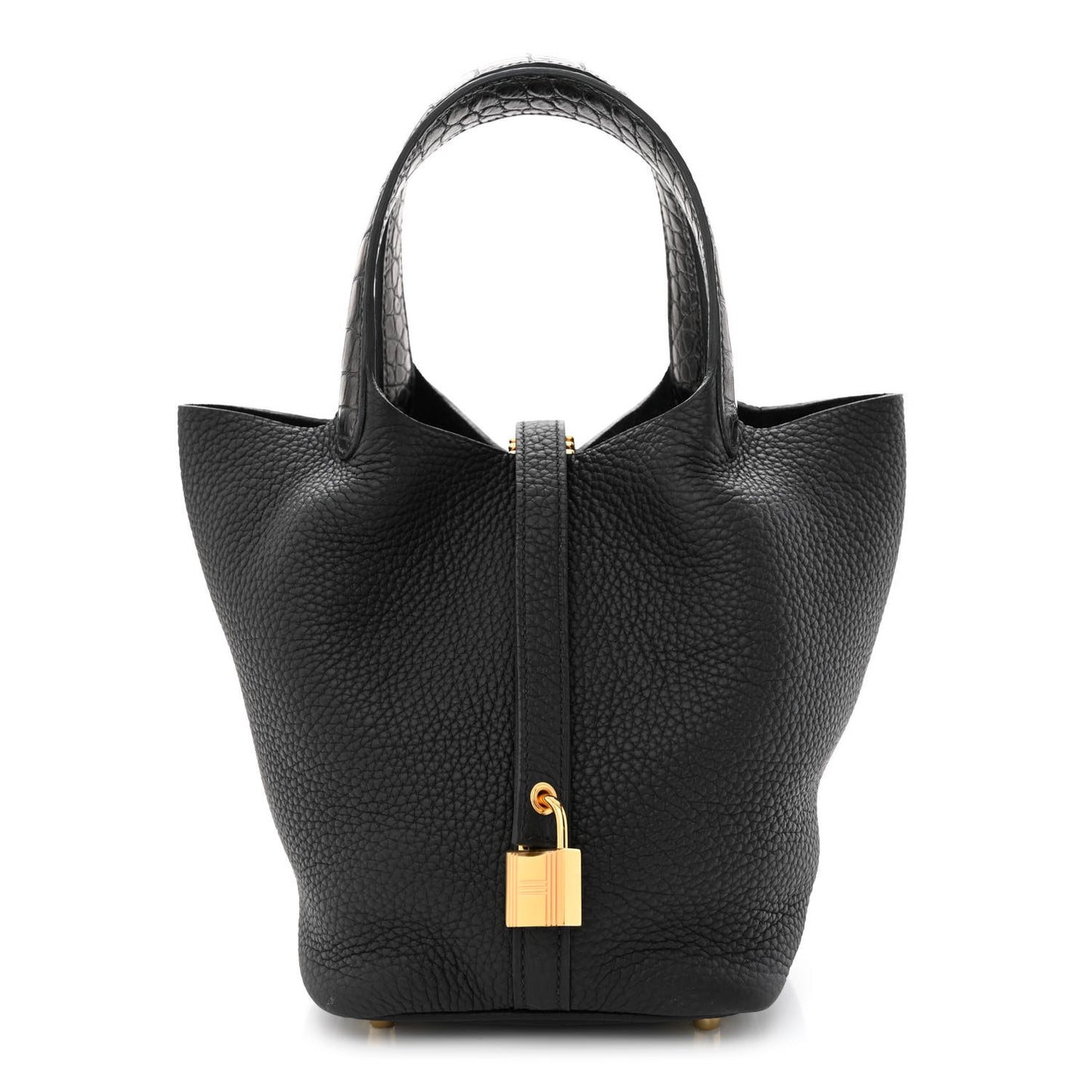 Taurillon Clemence Matte Alligator Picotin Lock Touch 18 PM Black
