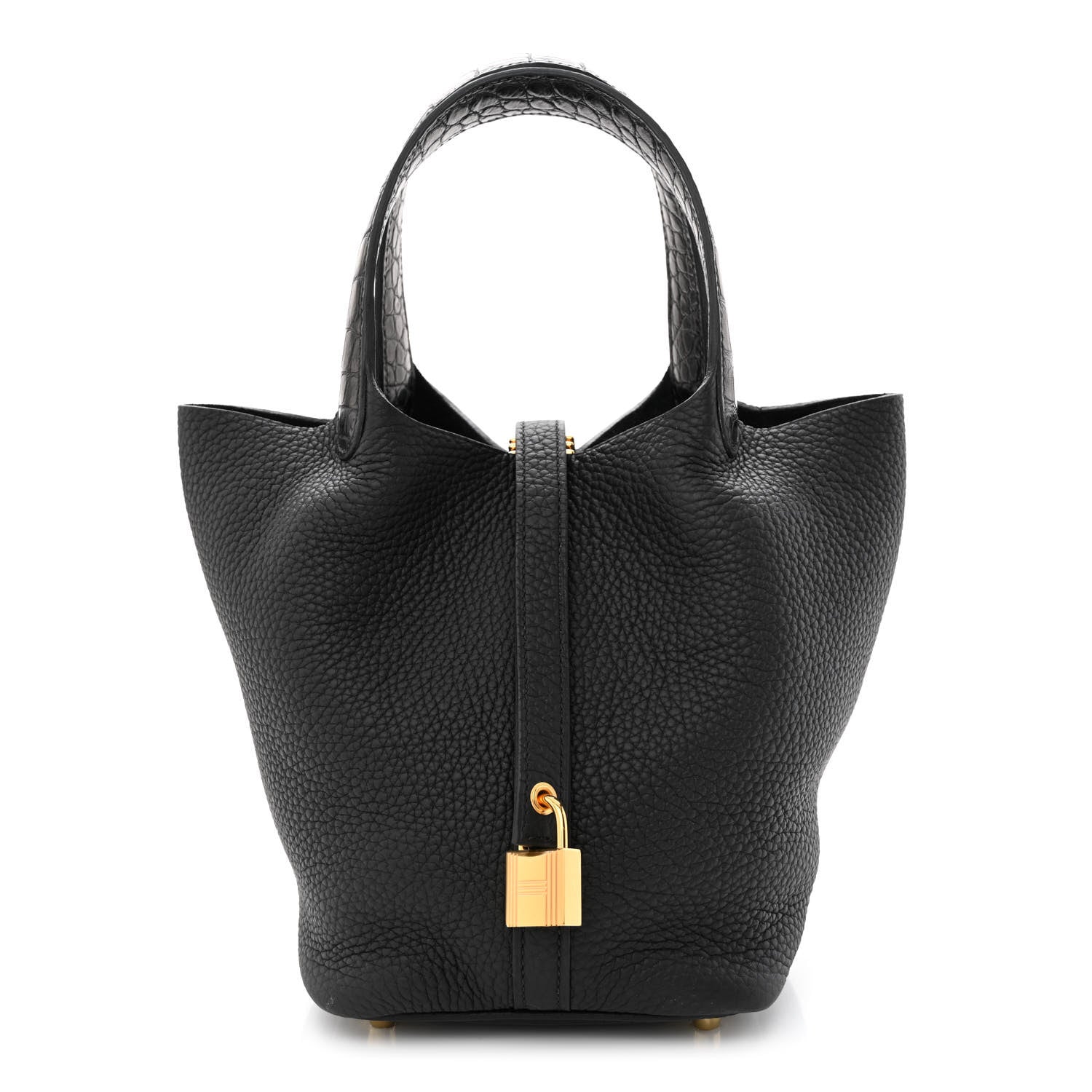 Hermes Taurillon Clemence Matte Alligator Picotin Lock Touch 18 PM Black 1 of 11