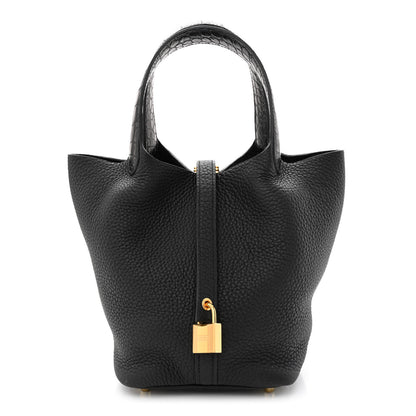 Hermes Taurillon Clemence Matte Alligator Picotin Lock Touch 18 PM Black 1 of 11