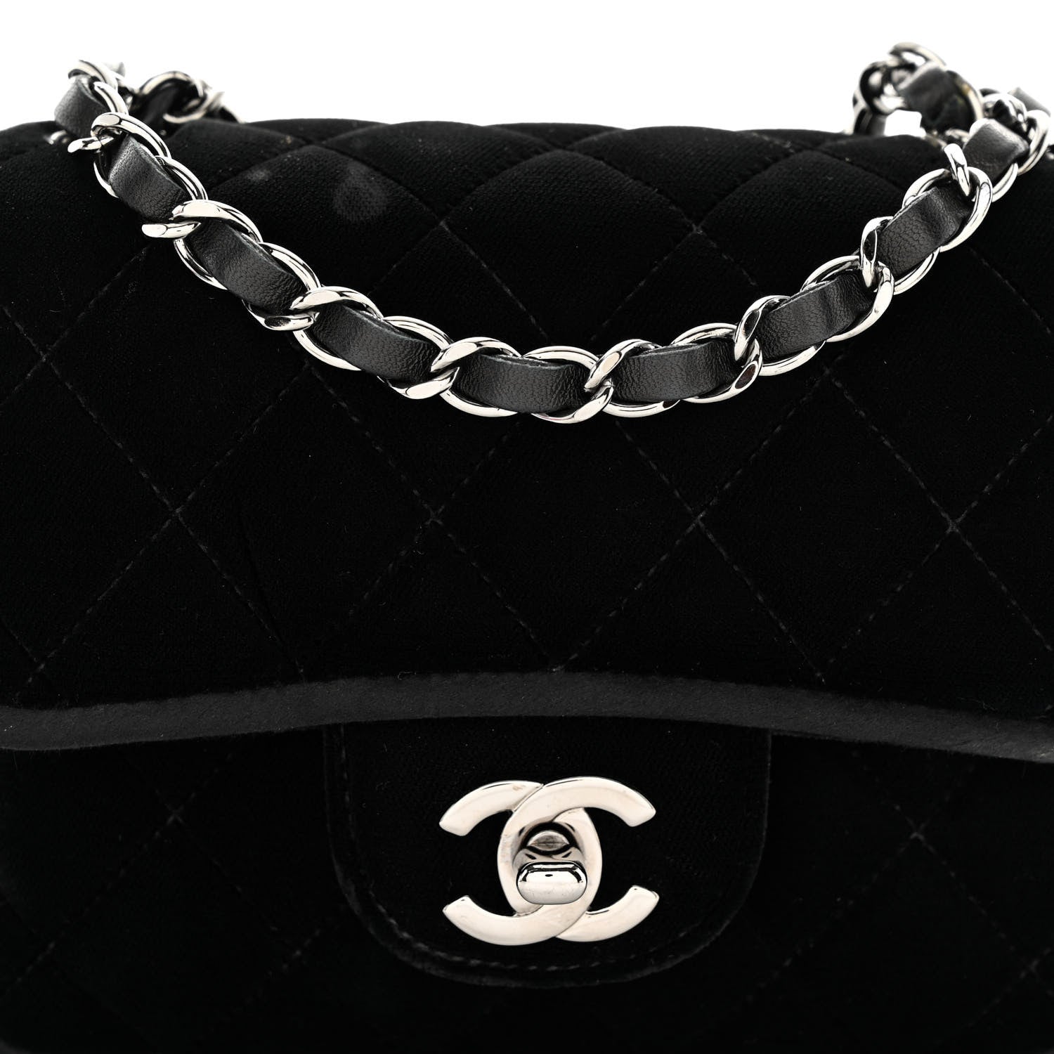 Chanel Velvet Quilted Mini Square Flap Black 7 of 11