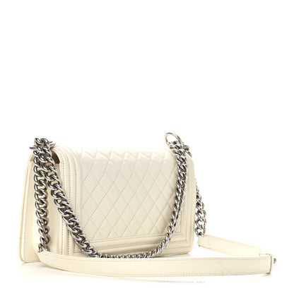 Chanel Calfskin Quilted Medium Boy Flap White 3 of 16