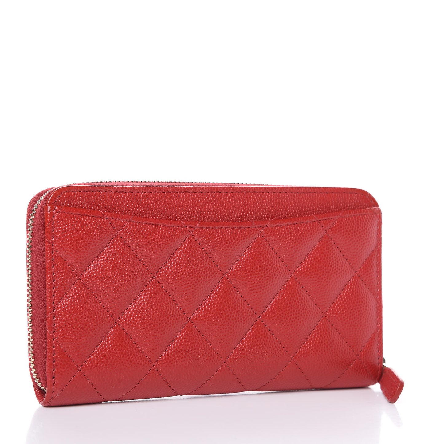 Caviar Quilted Medium Zip Around Wallet Red