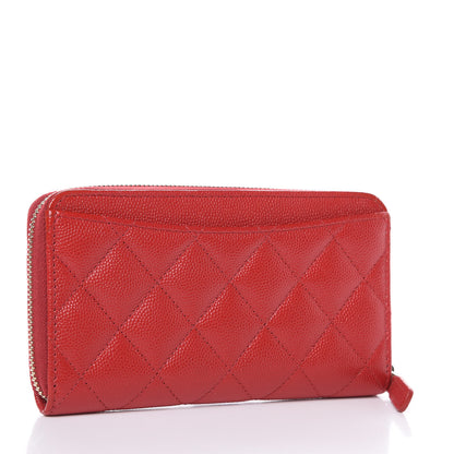 Chanel Caviar Quilted Medium Zip Around Wallet Red 3 of 8