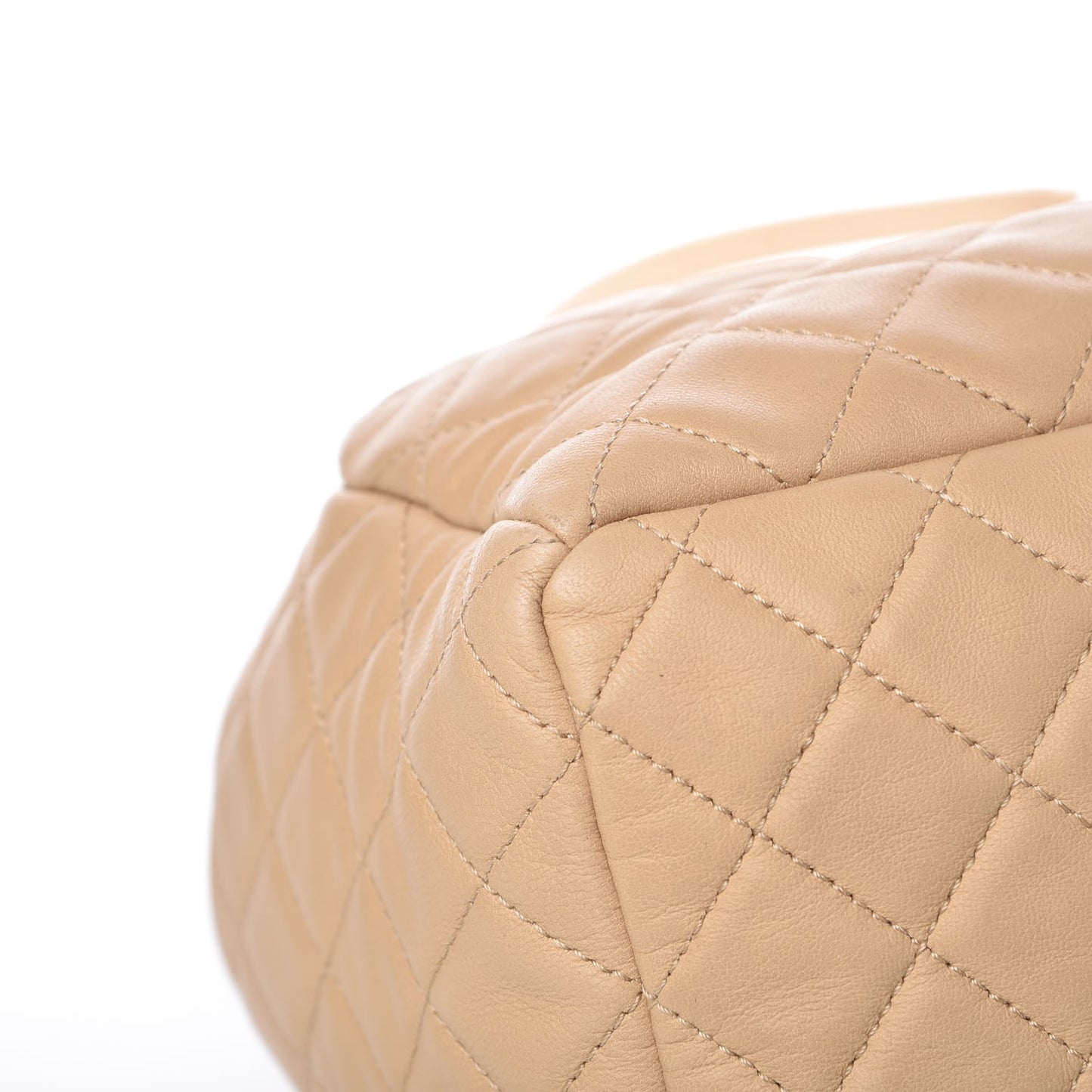 Lambskin Quilted Small CC Chain Bucket Bag Beige