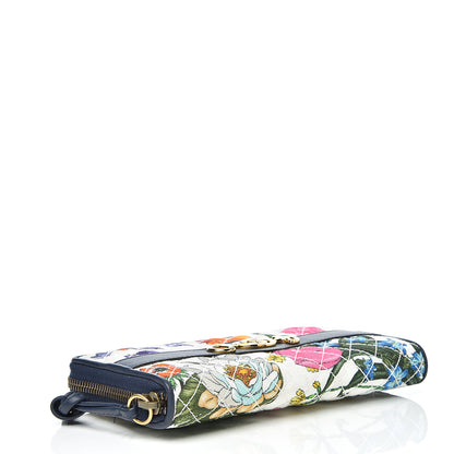 Gucci Canvas Flora Floral Trapuntata Zumi Zip Around Wallet Great White Multicolor Blue Agata 3 of 7