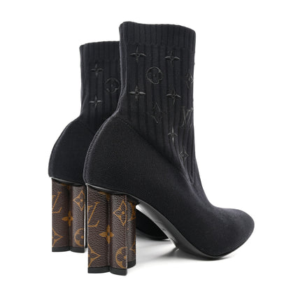 Louis Vuitton Monogram Stretch Fabric Silhouette Ankle Boots 39 Black 4 of 7