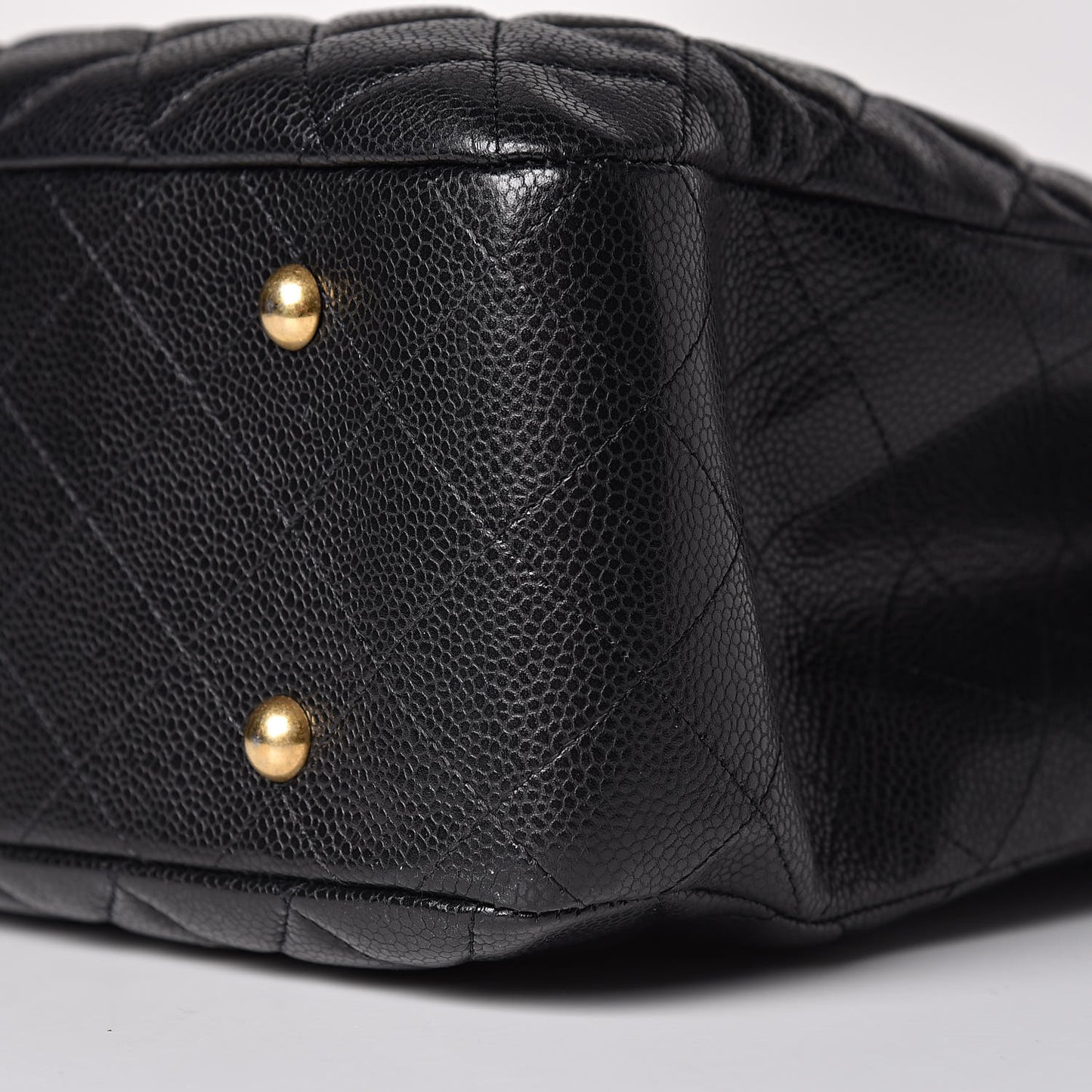 Caviar Quilted Large Classic Shopping Tote Black