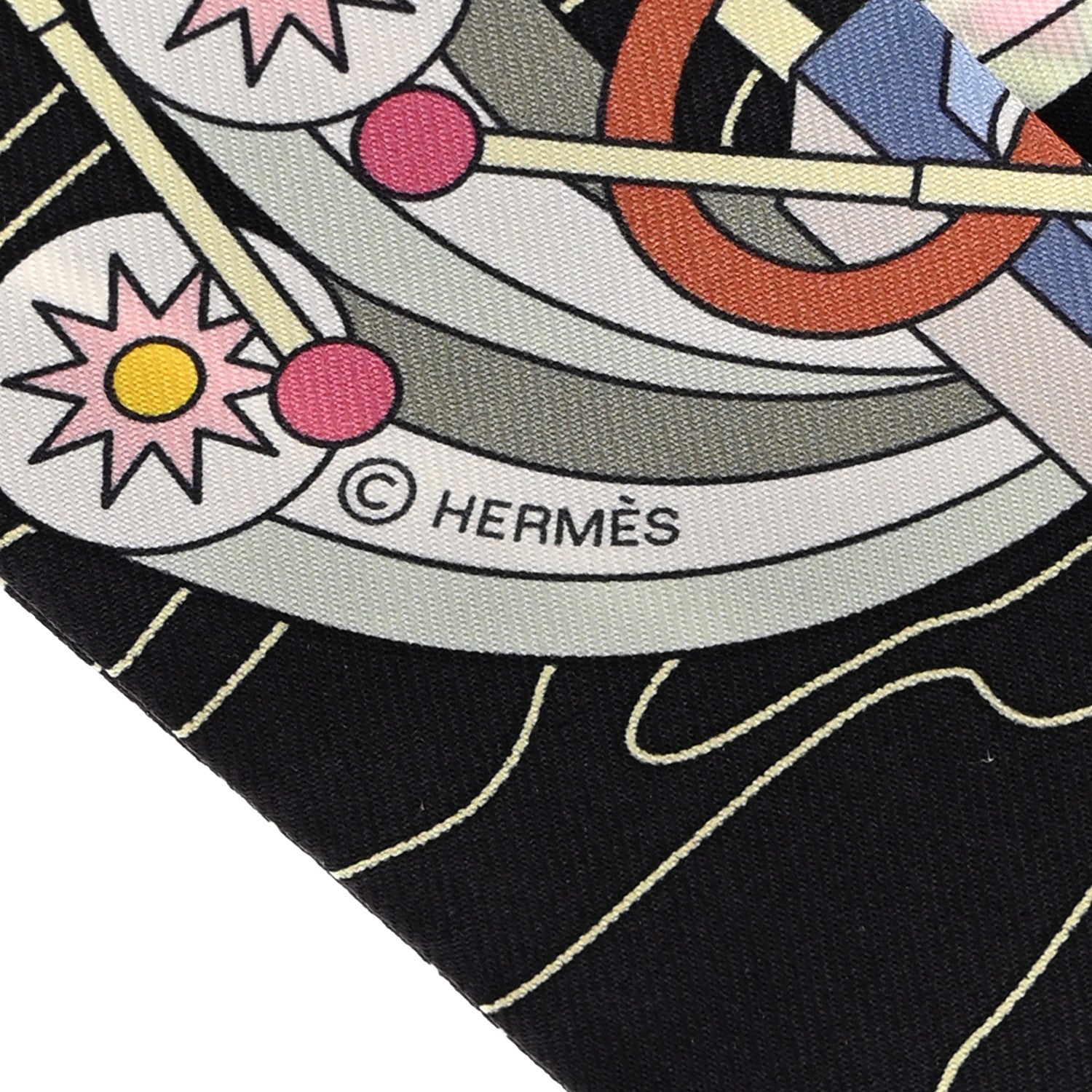 Hermes Silk Odyssey Twilly Black Bleu Ciel Rose 5 of 5