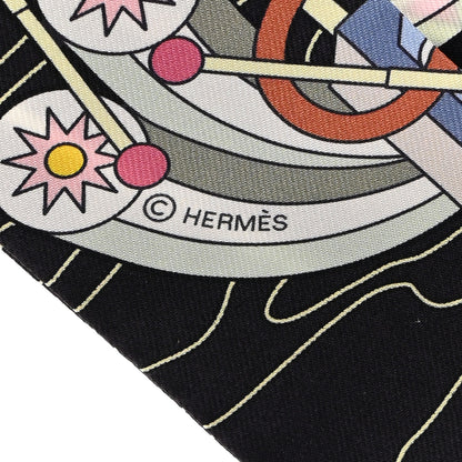Hermes Silk Odyssey Twilly Black Bleu Ciel Rose 5 of 5