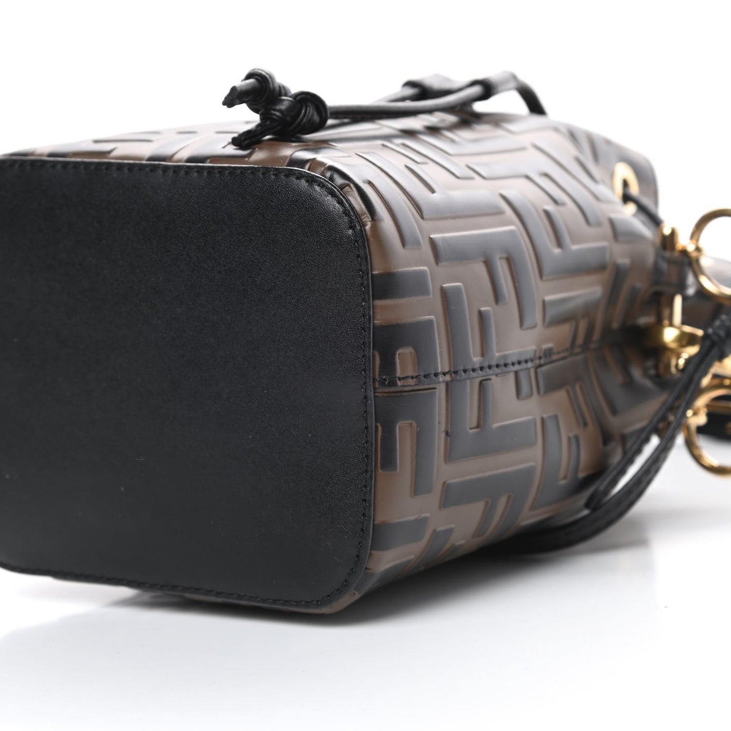 Vitello Liberty F is Fendi Bi-Color FF 1974 Embossed Mini Mon Tresor Bucket Bag Maya Black