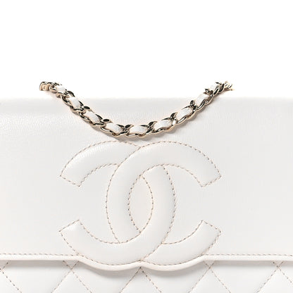 Chanel Goatskin Quilted Timeless CC Wallet On Chain WOC White 9 of 12