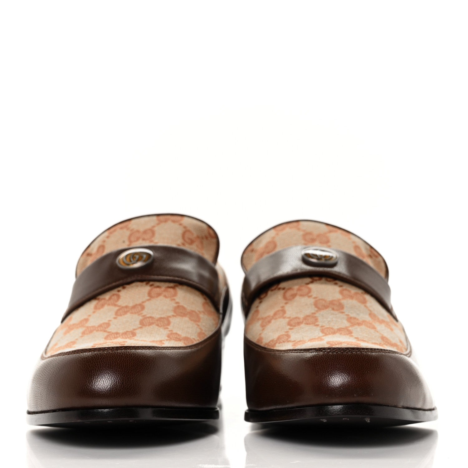Gucci GG Monogram Goatskin Mens GG Loafers 10.5 Brown 2 of 9