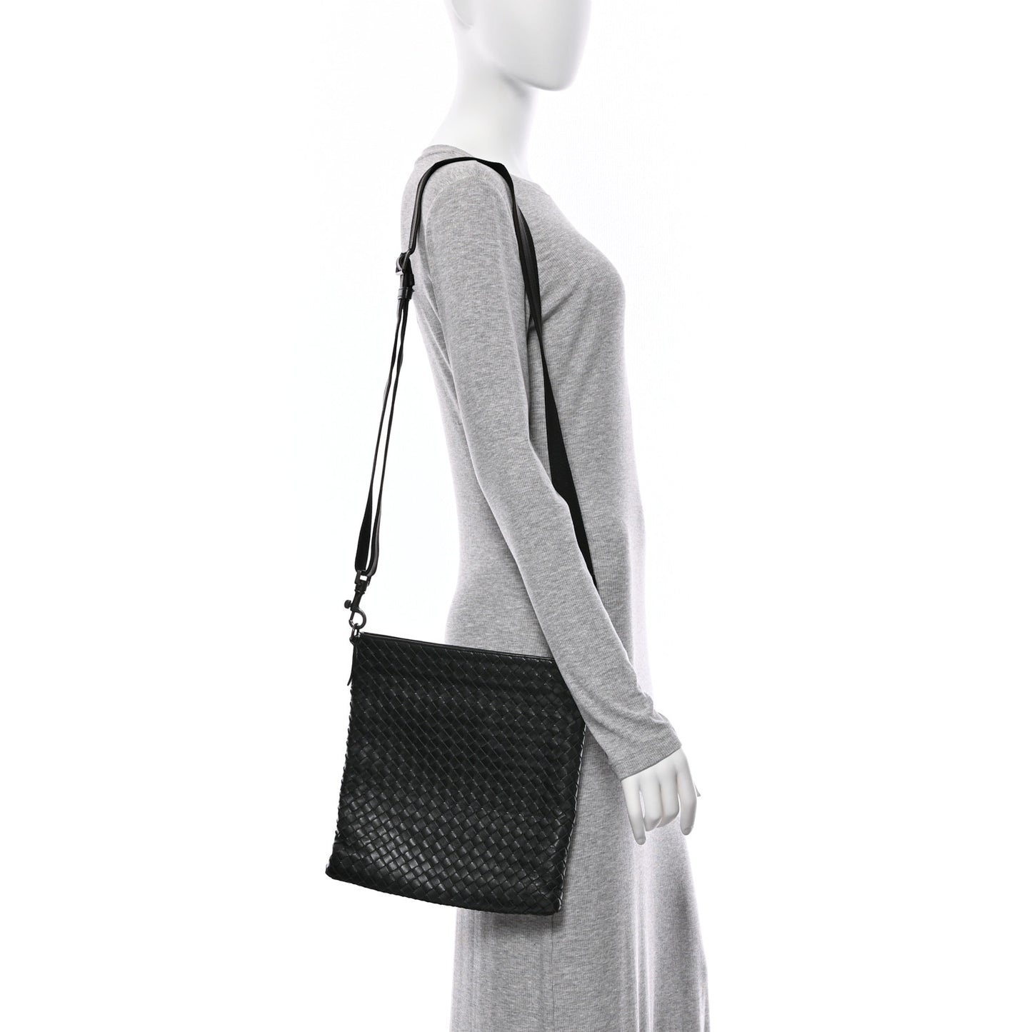 Nappa Intrecciato VN Crossbody Messenger Bag Black