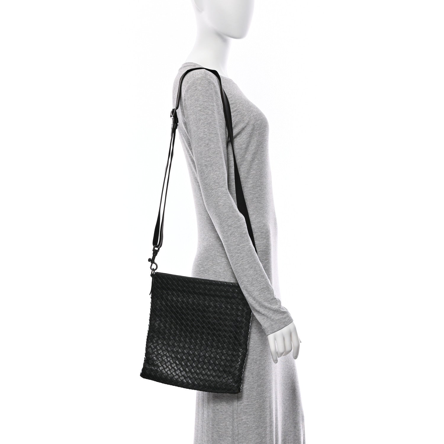 Bottega Veneta Nappa Intrecciato VN Crossbody Messenger Bag Black 2 of 12