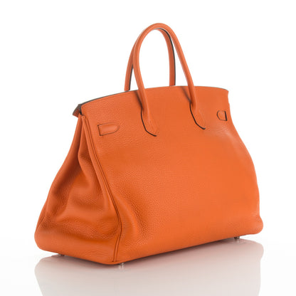 Hermes Taurillon Clemence Birkin 40 Orange 3 of 11