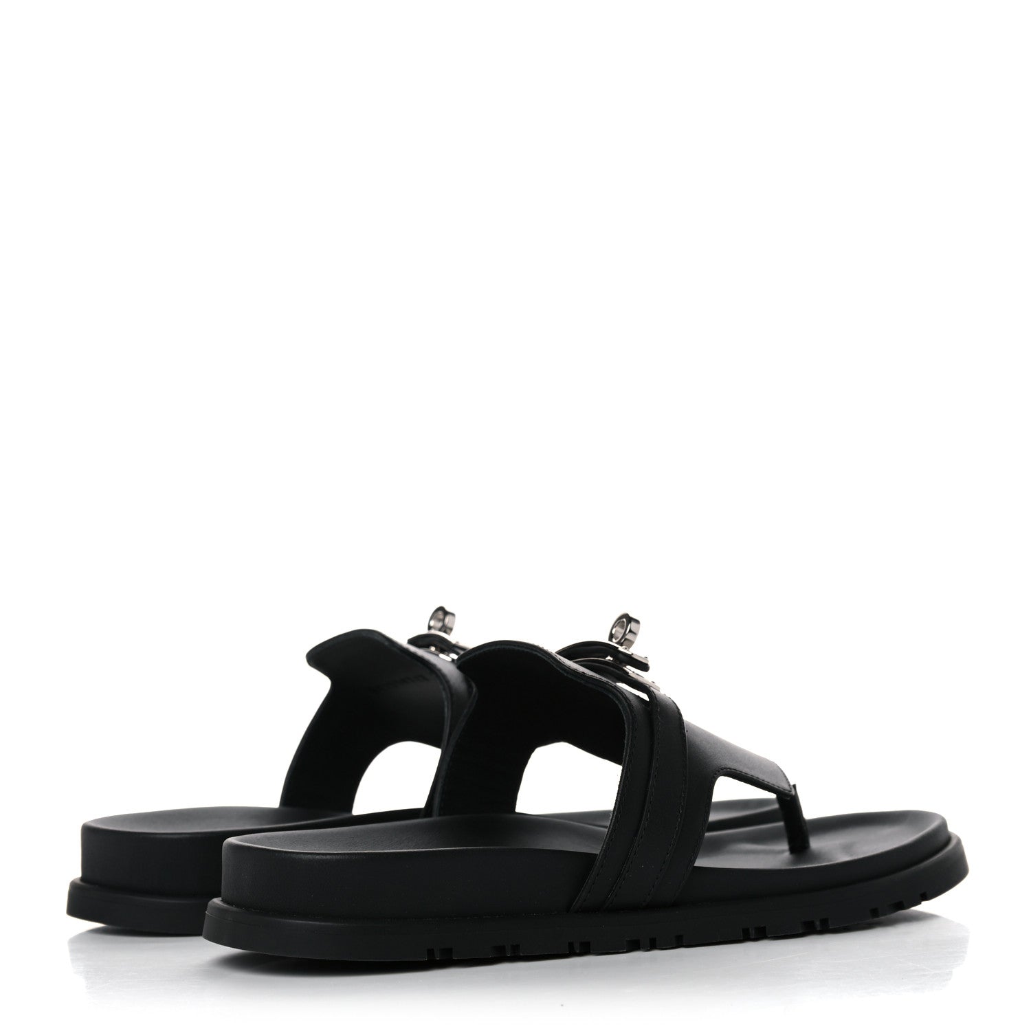 Hermes Calfskin Womens Empire Sandals 38.5 Black 4 of 12