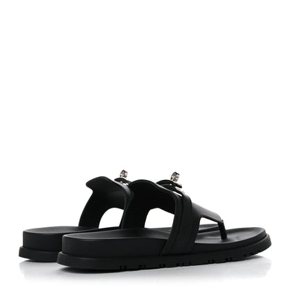Hermes Calfskin Womens Empire Sandals 38.5 Black 4 of 12