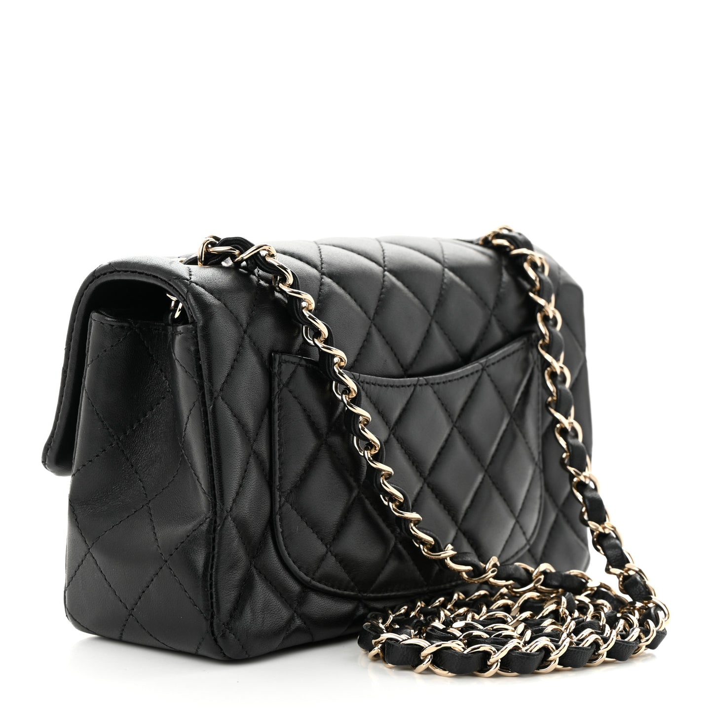 Lambskin Quilted Mini Rectangular Flap Black