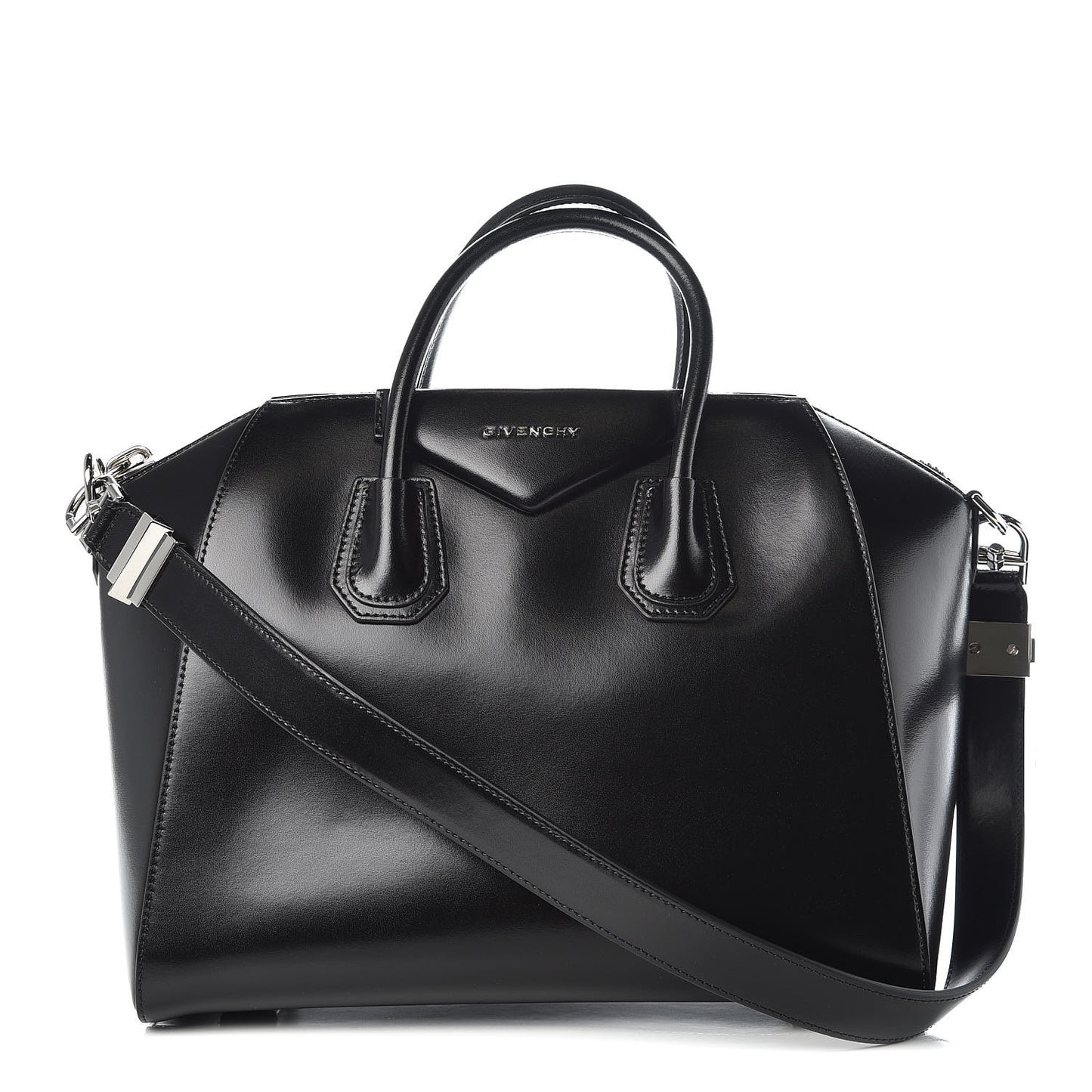 Shiny Lord Calfskin Medium Antigona Black