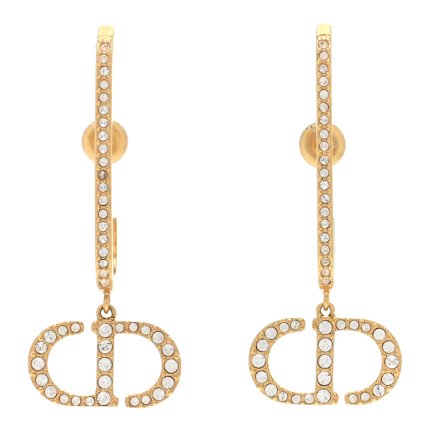Christian Dior Crystal 30 Montaigne Dangle Earrings Gold 1 of 5