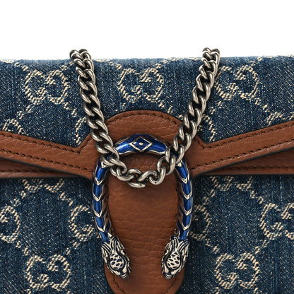 Gucci New Denim GG Monogram Dollar Calfskin Enamel Super Mini Dionysus Shoulder Bag Blue Tea Cuir Epilog Electric Blue 6 of 9