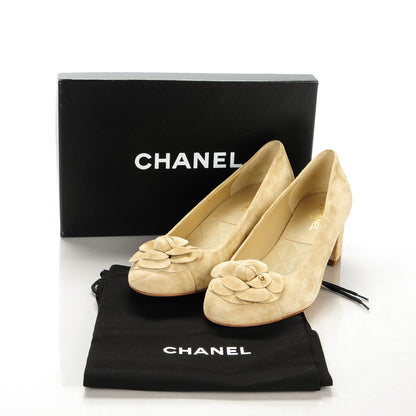 Chanel Suede Calfskin Camellia Ballerina Pumps 39.5 Beige 5 of 7