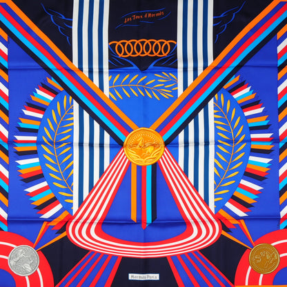 Hermes Silk Les Jeux d'Scarf 90 Caban Bleu Klein Rouge 1 of 7