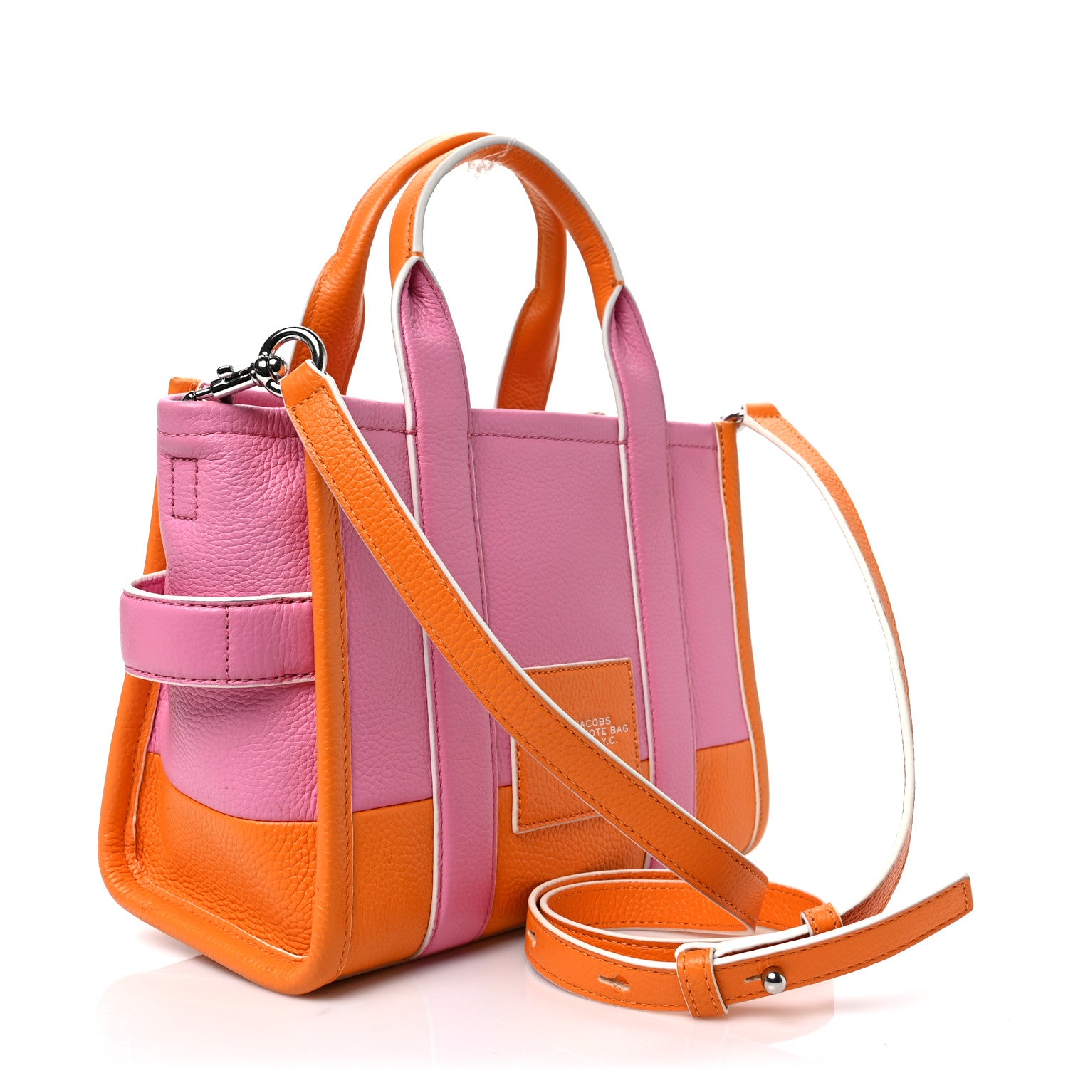 Marc Jacobs Grained Calfskin Small The Tote Bag Pink Orange 3 of 8
