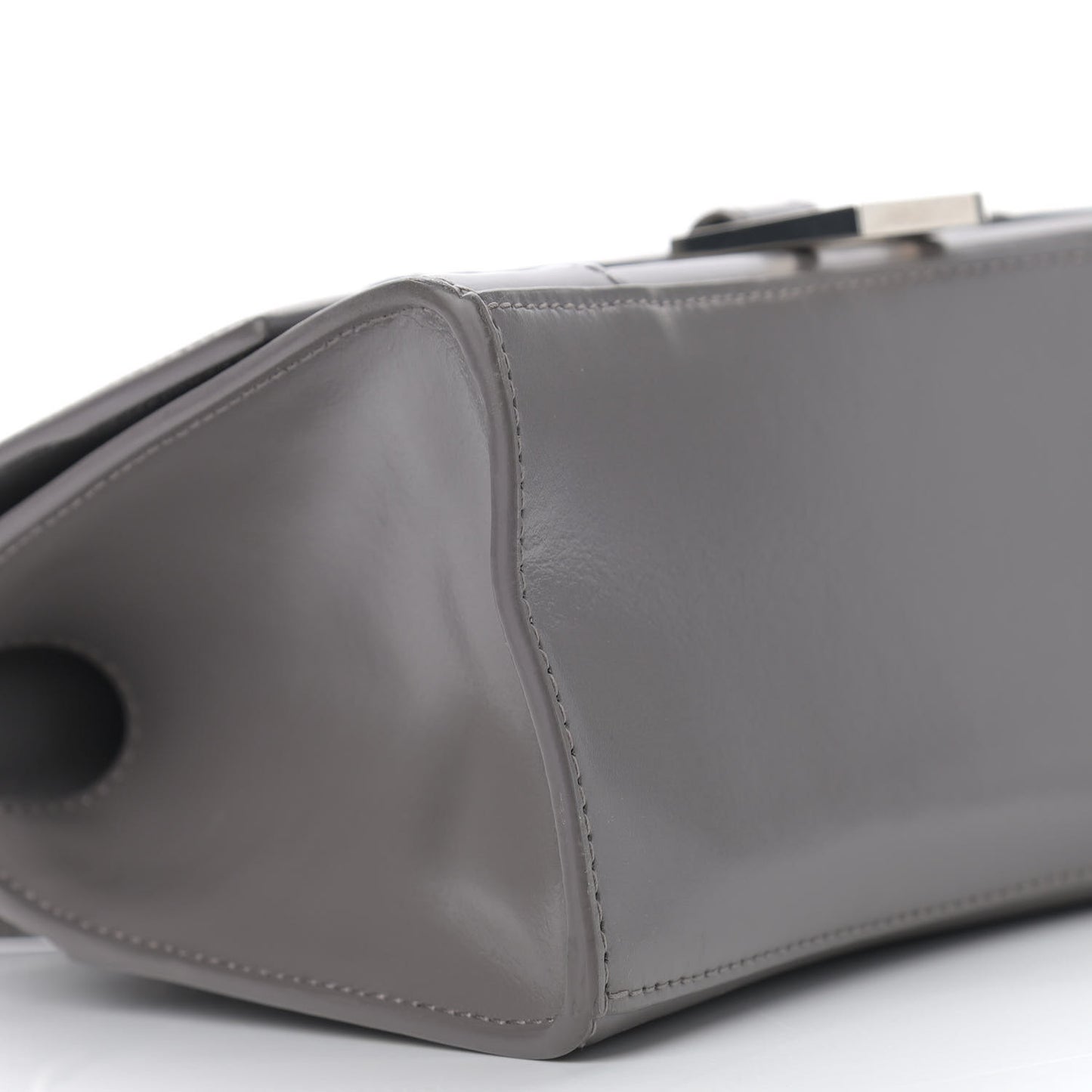 Shiny Box Calfskin Small Hourglass Top Handle Bag Dark Grey