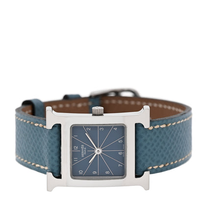 Hermes Stainless Steel Courchevel 21mm Heure H Hour Quartz Watch Blue Jean 2 of 5