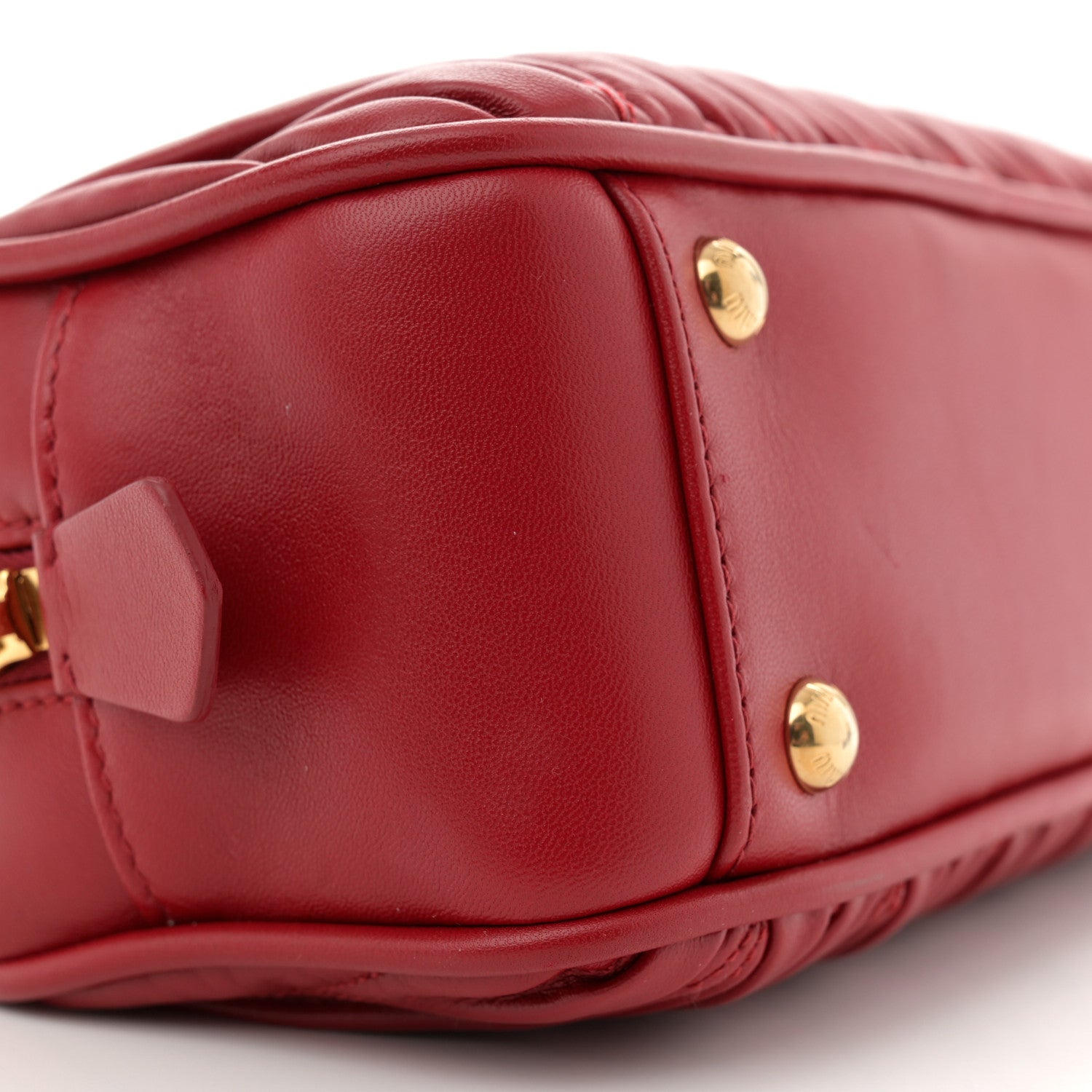 Miu Miu Nappa Matelasse Regular Arcadie Top Handle Bag Rosso 9 of 10