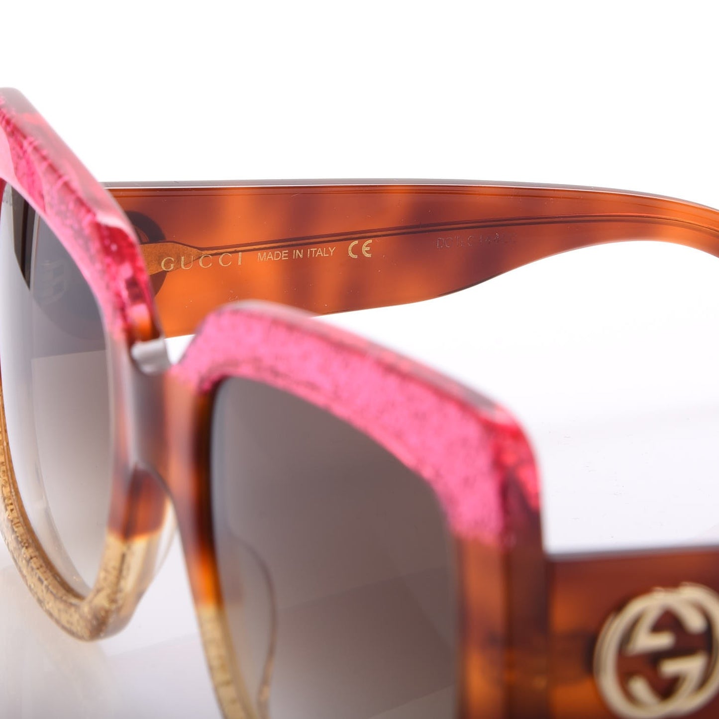 Square Frame GG0083S Sunglasses Glitter Pink Multi