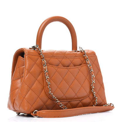 Chanel Caviar Quilted Mini Coco Handle Flap Light Brown 4 of 12