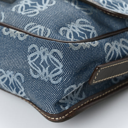 Loewe Canvas Denim Calfskin Anagram Crossbody Bag Blue Multicolor 7 of 7